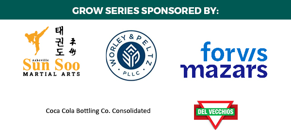 PROpel AVL's GROW Series is sponsored by Asheville Sun Soo Martial Arts, Worley & Peltz PLLC, Forvis Mazars, Coca Cola Bottling Co. and Del Vecchios